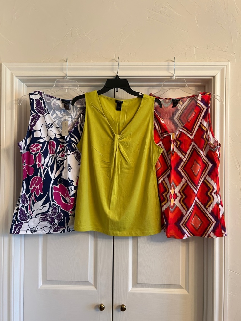 NWT: Ann Taylor Twist-Front Sleeveless Floral/Green/Geometric Tops Bundle